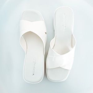White Jeffery Campbell bubblegum platform sandal